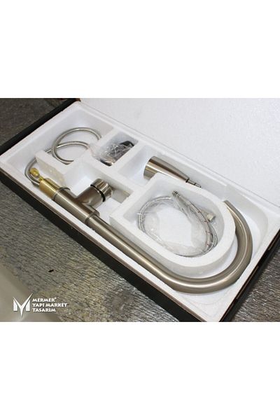 MYM Mermer Yapı Market Tasarım Fountain Nickel Color Sink Faucet - With Hose