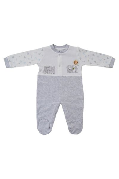Bebengo Gray Jungle Patterned Baby Girl Jumpsuit 3015