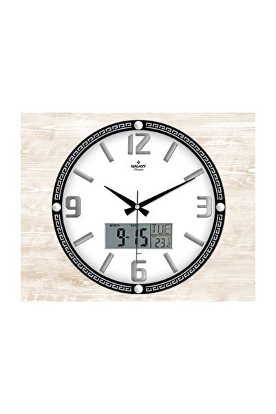 Galaxy Ceas de perete rotund digital cu cifre în relief premium 40 x 40 alb clasic rotund