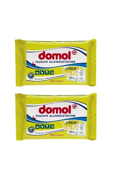 DOMOL Πανί υγρού καθαρισμού πολλαπλών χρήσεων με άρωμα λεμονιού 2 X 50 τεμάχια