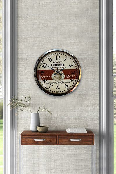 Kasva Concept Gift 40 cm Chrome Metal Espresso Wall Clock