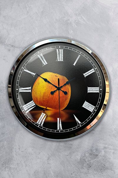 Kasva Concept هدية ساعة حائط أبل معدنية من الكروم مقاس 40 سم