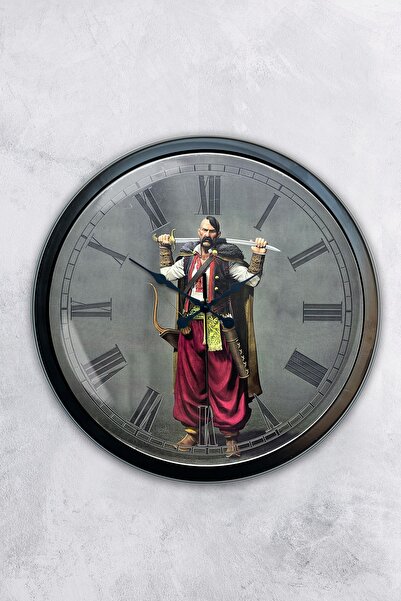 AİB STORE ساعة حائط عثمانية معدنية سوداء مقاس 40 سم