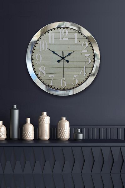 Kasva Concept 36 cm Chrome Metal Classic Design Wall Clock