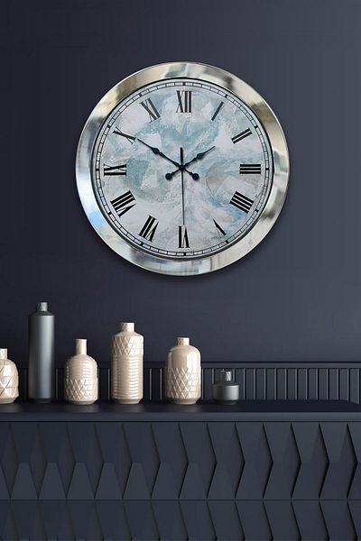 Kasva Concept Gift 36 cm Chrome Metal Izmir Wall Clock
