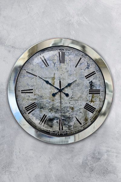 Kasva Concept Gift 36 cm Chrome Metal Decorative Wall Clock