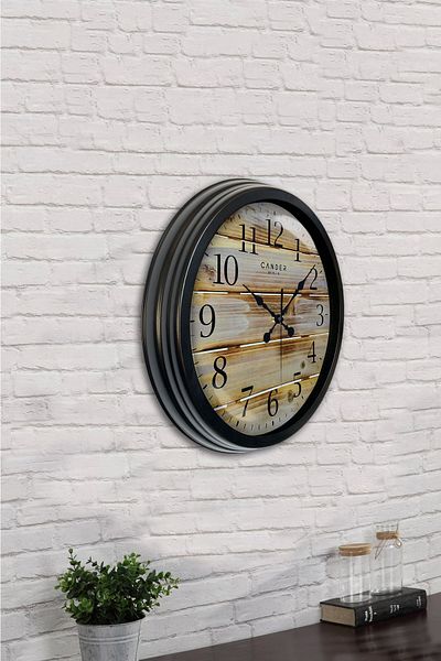 Kasva Concept 40 cm Black Metal Wood Look Wall Clock