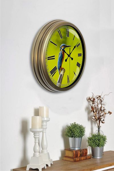 Kasva Concept 40 cm Antique Metal Bird Wall Clock