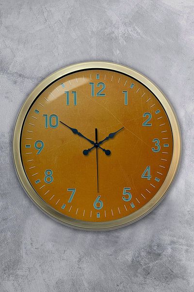 Kasva Concept 40 cm Antique Metal Yellow Wall Clock