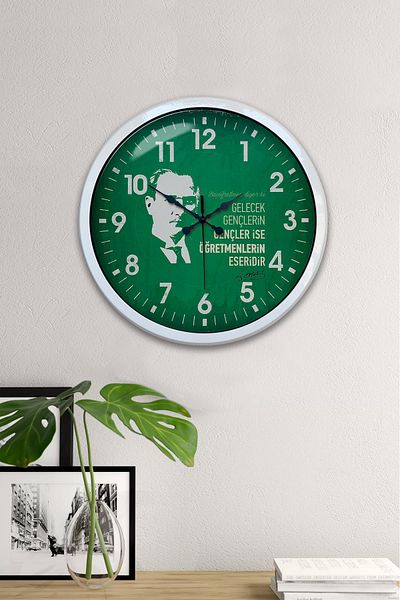 Kasva Concept Gift 40 cm White Metal Teacher's Day Wall Clock