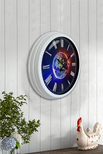 Kasva Concept Δώρο 40 εκ. Λευκό Μεταλλικό Παγκόσμιο Ρολόι τοίχου