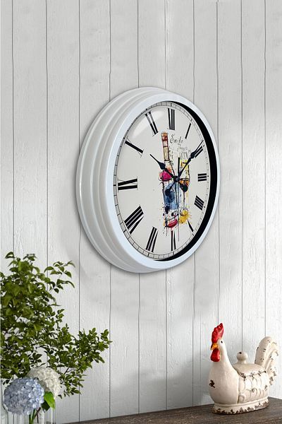 Kasva Concept Gift 40 cm White Metal Bar Wall Clock