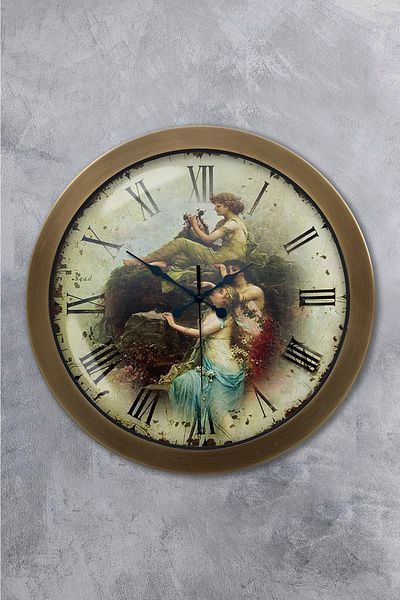 Kasva Concept Gift 36 cm Antique Metal Woman Figure Wall Clock