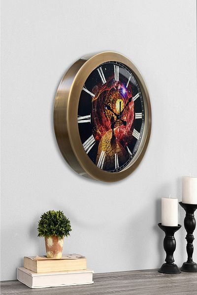 Kasva Concept Ceas de perete astrologie din metal antic de 36 cm