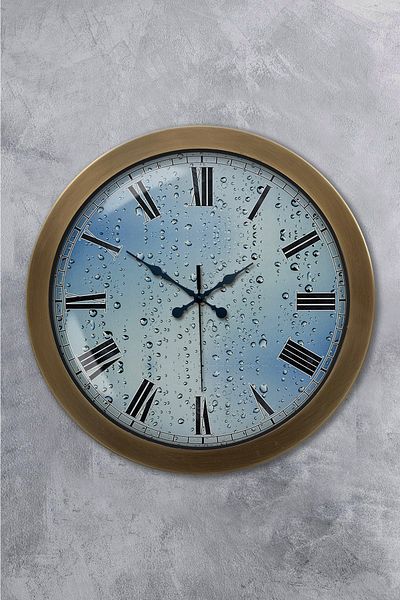Kasva Concept Cadou 36 Cm Ceas de Perete Metal Antic Picătură de Ploaie