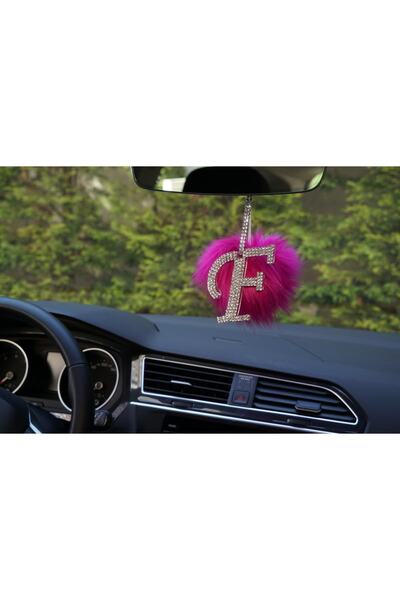 Arabasına Aşıklar Kulubü Pink Silver Jewelled Rearview Mirror Necklace - Lett...