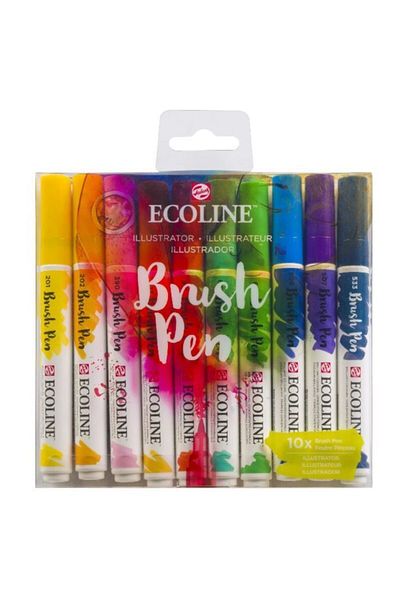 Talens Ecoline Brush Pen Brush Tip Pen Set 10 Colors Illustration Colors