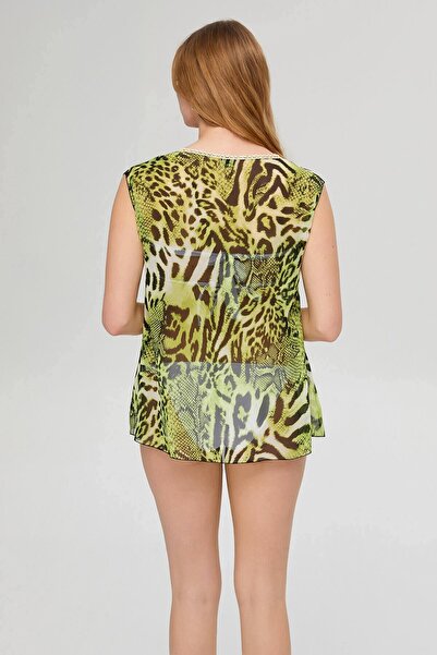 Deafox Leopard Patterned Women's Chiffon Pareo