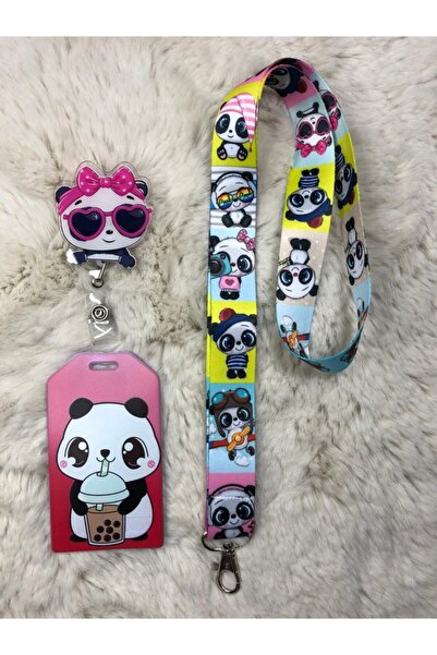 Hediyebum Σετ ιμάντα λαιμού Panda Yoyo και θήκη για κάρτα