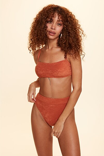 No Gossip Angela High Leg Bikini Tek Alt Havlu Kumaş Tarçın 229212