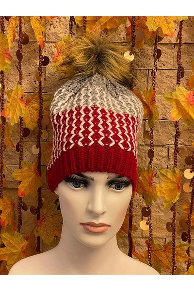 Gönülden Tasarım Colorful Pompom Hand Knitted Women's Beret