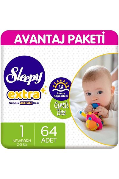 Sleepy Size 1 Extra Daily Activity Diapers - 64 Pieces