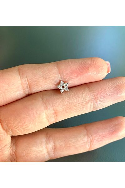 Atelier Çağla Surgical Steel Silver Color Star Helix Tragus Cartilage Conch Piercing