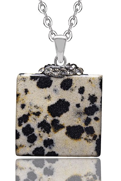 Tesbih Atölyesi Certified Zircon Stone Quail Spotted Jasper Stone Necklace