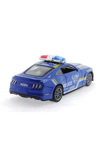 MEGA Die Cast Çek Bırak Metal Mavi Polis Arabası