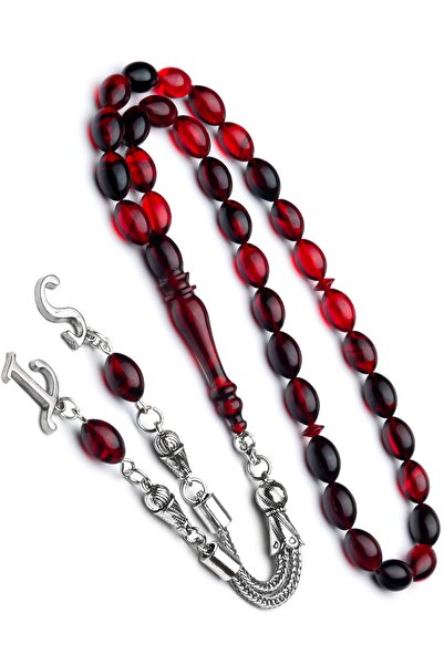 OTTOTESBİH Fire Amber Rosary Silver Plated Tassel