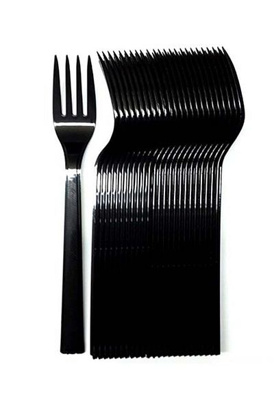 party mix Plastic Fork Black Color 25 Pieces