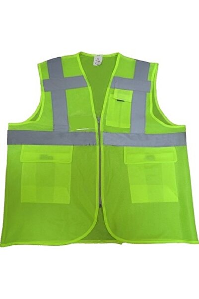 KIG Kocaeli İş Güvenliği سترة تحذير من النوع الهندسي بجيوب وسحاب