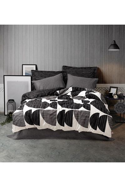 Cotton Box Μοντέρνο Σετ Παπλωματοθήκη Niko Anthracite