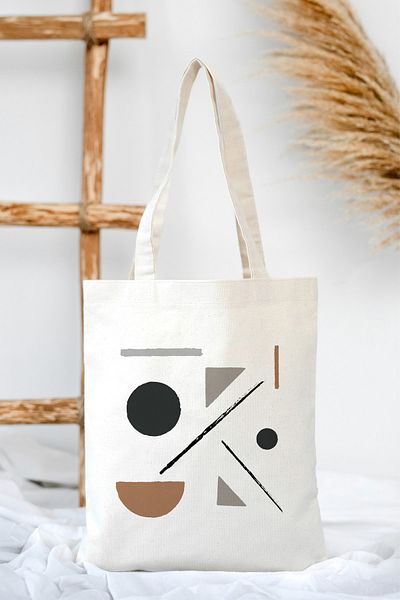 feinas Τσάντα Tote Canvas - Geometry (35x40cm - 320gr 100% Βαμβάκι)