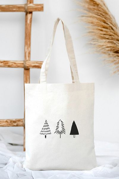 feinas Τσάντα Tote Canvas - Pine Trees (35x40cm - 320gr 100% Βαμβάκι)