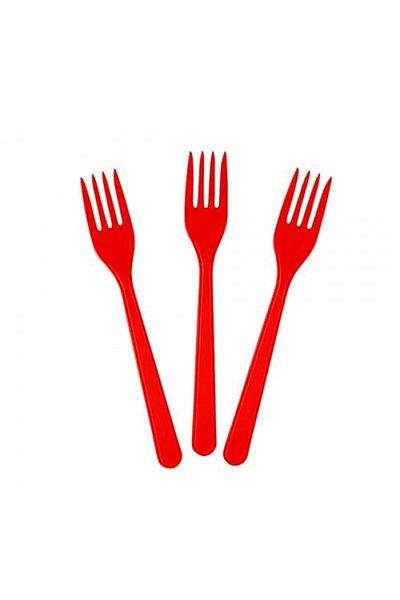 party mix Plastic Fork Red Color 25pcs