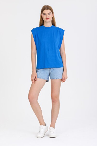 Avones Tricou de damă, fără mâneci, cu decolteu, tricotat de bază, din bumbac pieptănat