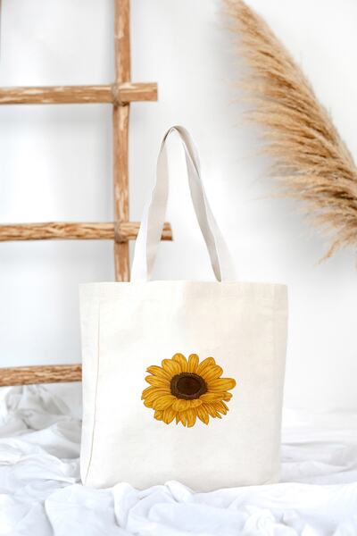 feinas Canvas Gusseted Tote Bag - Sunflower (45x40x10cm - 320gr 100% Cotton)