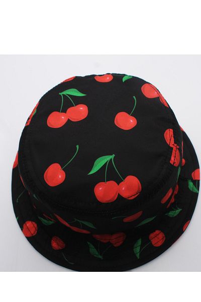 şapkadan Cherry Pattern Bucket Fisherman Bucket Hat