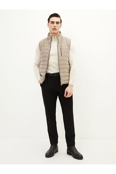 LC Waikiki Ανδρικό σουέτ γιλέκο - Slim Fit, Stand Collar