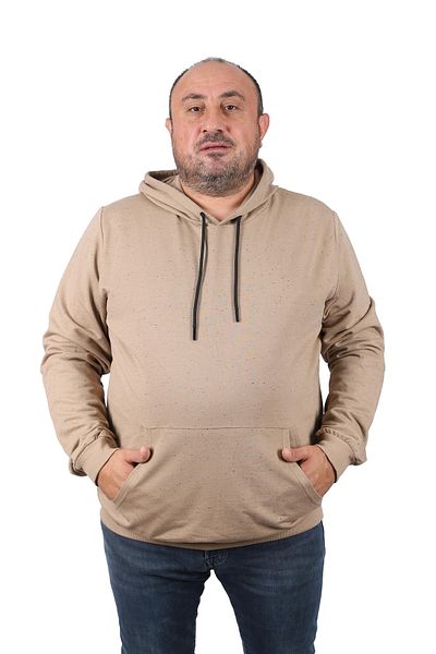 Starbattal Μεγάλο μέγεθος Basic Hooded Sweat 22705-μπεζ