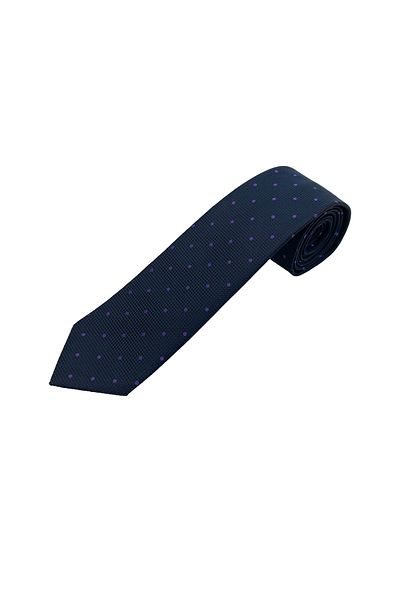 Brianze Navy Blue Purple Polka Dot Tie Handkerchief Set