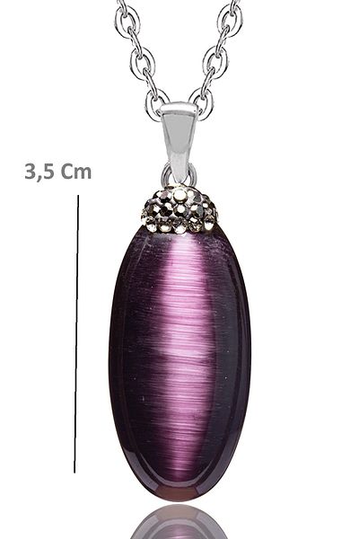 Tesbih Atölyesi Purple Agate Natural Stone Necklace with Certified Zircon Stone