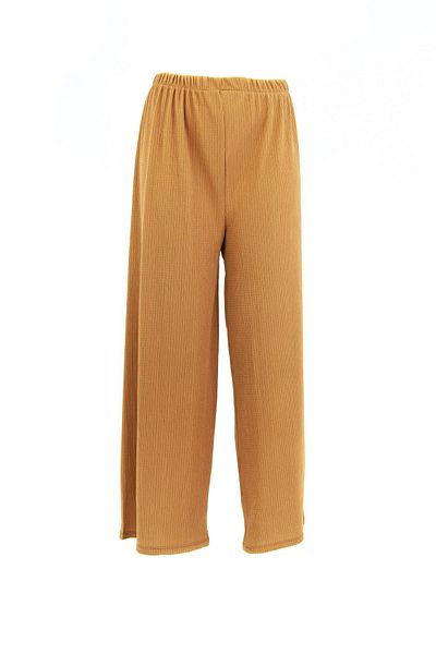 Oppland Women's Relaxed Cut Wide Leg Elastic Waist Jumbo Length Seersucker Mother Pants
