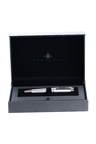 STEEL World Series Matte Chrome Pen Set - Ballpoint and Fountain Effect