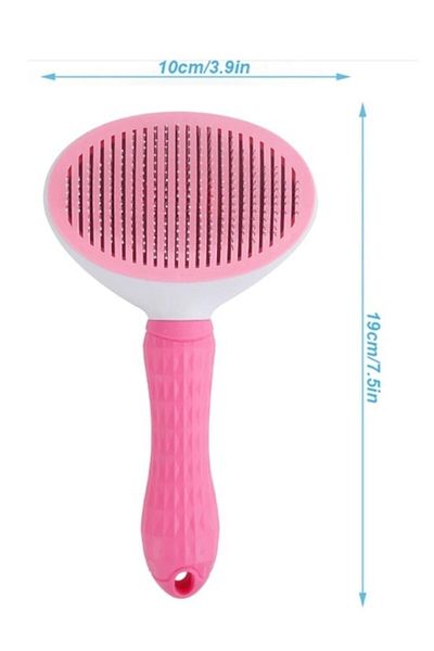 SARFEX Automatic Cleaning Comb with Button Pet Brush Push Cat Dog Hair Collector Comb Pink