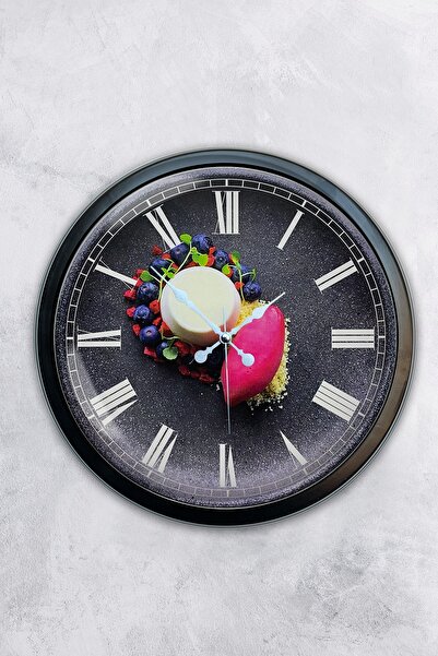 AİB STORE ساعة حائط معدنية سوداء للمطبخ مقاس 40 سم