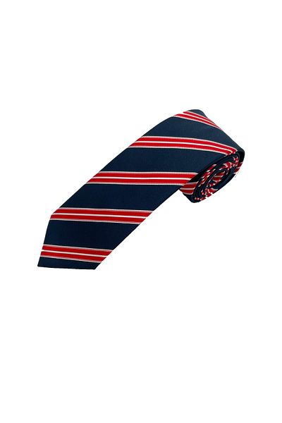 Brianze Navy Blue Red White Striped Tie Handkerchief Set