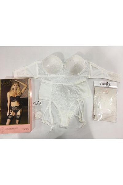 Orkide Kelvin Unsupported Underwire Lace Bra Panty Set-prussia - Trendyol