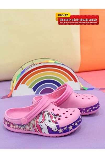 solariz Unicorn Desenli Pembe Yazlık Çocuk Terlik